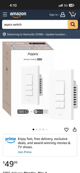 H2-us Aqara Light Switch H2 Us 2-button Smart Wall Thread White