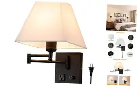 Jj-a1cw-ibmp Capheus Plug In Wall Light Swing Arm Sconces Modern Wall-mounted Electrical Black