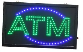 Ch-9082 Ch-led Tm Large Animated Business Atm Sign W. Motion On/off Switch 21 Inch X 13