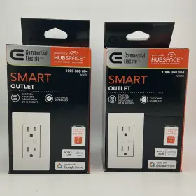 Commercial Electric 192968010181 Two 15 Amp 120-volt Smart Hubspace Duplex Outlets White Wifi