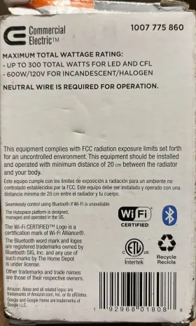 Hpsa11cwb Commercial Electric Smart Light Switch Wi-fi Bluetooth Hubspace Google Alexa Single Pole White #3