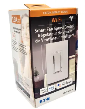 Ewffsc15-w Eaton White Wi-fi Smart Alexa And Google Fan Speed Control 1 Or 3 Way