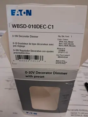 Wbsd-010dec-c1 Eaton Light Switch Decorator Dimmer 0-10v Ivory 3-way White