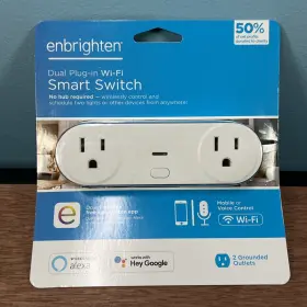 51253-1 Enbrighten Dual Plug-in Wifi Smart Switch Outlet And Charger Alexa Hey Google