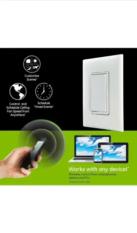 55258 Enbrighten Z-wave Plus In-wall Smart Switch Fan Control White And Almond #2