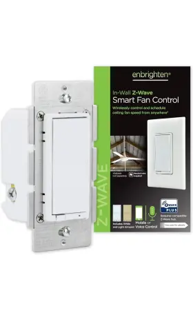 55258 Enbrighten Z-wave Plus In-wall Smart Switch Fan Control White And Almond