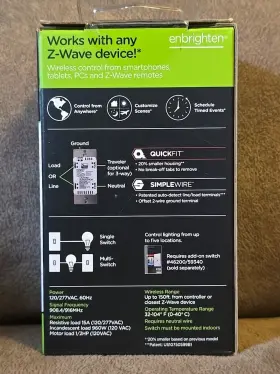59338-2 Enbrighten In-wall Z-wave Plus Smart Switch Toggle White Commercial Grade Sealed #3
