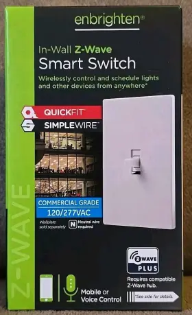 59338-2 Enbrighten In-wall Z-wave Plus Smart Switch Toggle White Commercial Grade Sealed