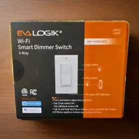 Eva Logik Wf31 Wi-fi 3-way Smart Dimmer Wall Switch White 2-pack