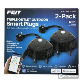 Feit Electric 017801722871 2-pack Of Triple Outlet Outdoor Smart Plugs Alexa And Google Compatible #2