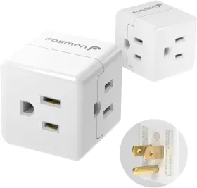 C-10690 Fosmon 3 Outlet Wall Adapter Cube Tap 90 Degree Triple Power Black