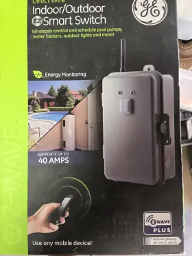 43154 Ge Z-wave Hardwired Indoor/outdoor Smart Switch 40a Energy Monitoring Gray