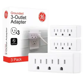 47884 Ge 3-outlet Extender 3 Pack Grounded Wall Tap 3-prong Multiple Plug Powe