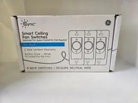 93130504 Ge Pro Pack Box Of 3 Cync Smart Ceiling Fan Switches White Fast Free Ship