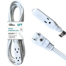 E163p06gt2w Honderson 3-outlets Flat Plug Extension Cord Outlet Extender Ul Listed Indoor Extensi