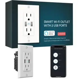 Ilintek 781520124215 Smart In Wall Outlet Standard Electrical Outlets With 2 Usb Ports And Plugs