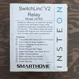 2476s Insteon 891114000099 Switchlinc V2 Smarthome Relay Unit New Open Box - Free Shipping