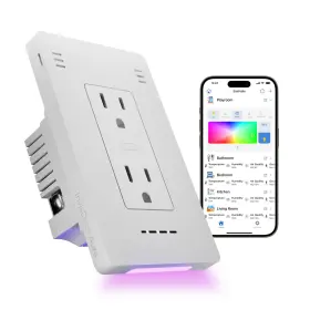 Intecular Ivo1-lip1 Invisoutlet Aura Smart Outlet With Rgb Night Light In-wall Plug 15a Du
