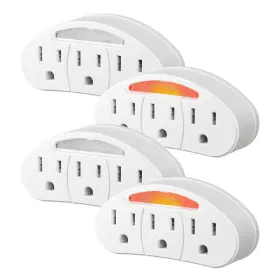 Fl-jc62 K Kasonic - 3-outlet Grounded Adapter Multi Plug Outlet Extender With Guide
