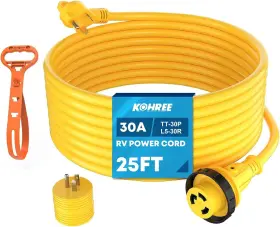 Kohree 300481420015 25ft Rv Power Extension Cord 30 Amp Twist Lock Adapter Plug 30m/30f With