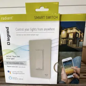 Wwrl10niccv2 Legrand Radiant Smart Switch Nickel Wi-fi Alexa Google Assistant