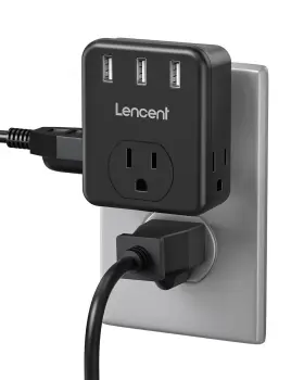 Lencent 974827491522 Multi Plug Outlet Extender 3 Outlets Splitter With Usb Ports