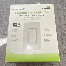 R01-dw4sf-1rw Leviton Decora Smart Wi-fi 4-speed Fan Controller Switch