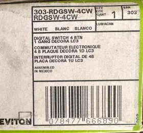 Rdgsw-4cw Leviton Greenmax Digital Keypad Light Switch 4 Button Lumacan 245 New #2