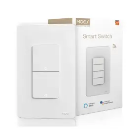 Ws-b-us2-wh-ms Moes Smart Double Light Switches 2.4ghz Wi-fi 2 Gang Single Pole Switch Net