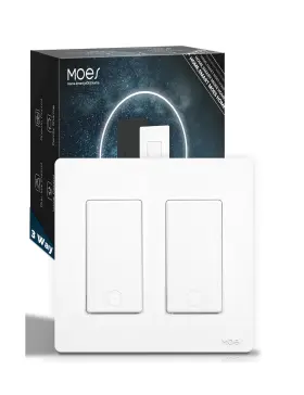 Zs-sr-us2p-t-wh-ms Moes Zigbee 3 Way Double Light Switch 2 Gang Smart Wall Switches Single Pole
