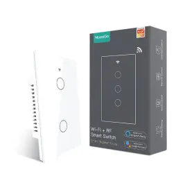 Moesgo 680306898305 Wifi Smart Wall Light 2 Gang White Neutral Wire Required