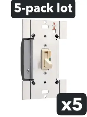 T600ei Pass & Seymour New 5-pack And Toggle Dimmer Switch 600w Incandescent Ivory