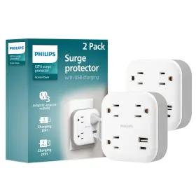 Spp3605w Philips Spp3605w/37 Ezfit 3-outlet Surge Outlet Extender With Usb 1 Usb-a Type-c Ada