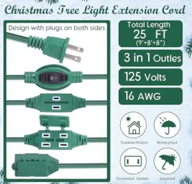 Hat0110 Relaxweex 25 Ft Outdoor Extension Cord With Multiple Outlets And On/off Switch Green #3