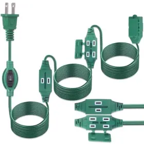 Hat0110 Relaxweex 25 Ft Outdoor Extension Cord With Multiple Outlets And On/off Switch Green
