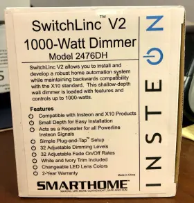 2476dh Sce New Insteon Model 1000watt Switch Linc Dimmer White #2