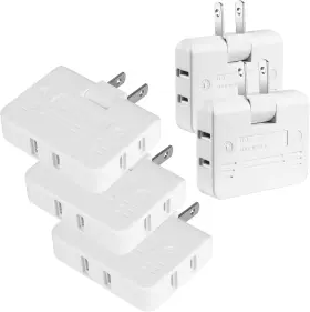 Teninyu 730869363199 3 Way Flat Wall Plug Outlet Adapter - 2-prong Swivel 5 Pack White Teninyu 730869363199 3 Way Flat Wall Plug Outlet Adapter - 2-prong Swivel 5 Pack White