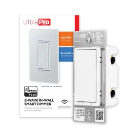 39351 Ultrapro Z-wave Smart Rocker Light Dimmer With Quickfit And Simplewire 3-way