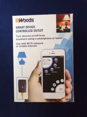 50048 Woods Smart Device Controlled Outlet Turn Devices On/off From Phone Black