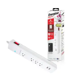 Xtreme Digital Lifestyle Accessories 805106871895 Energizer Smart Wi-fi 4 Outlet 2 Usb Power Strip 1 200 Joules Pow... Fast Ship