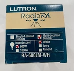 Lutron RA-600LM-WH Radiora 600W Dimmer (new In Box). Fixed Price $45.00.