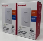 Lot Of 2 Honeywell Z-wave In-wall Smart Dimmer ZW3010 White & Light Almond. Fixed Price $53.99.