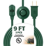 3 Pack 9FT Extension Cord Outlets Power Hand Foot Switch Ungrounded Green. Fixed Price $44.80.
