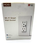 Moes Wifi Smart Outlet In Wall Power Socket 2 Plug With Usb 15A Alexa Google App. Fixed Price $19.99.